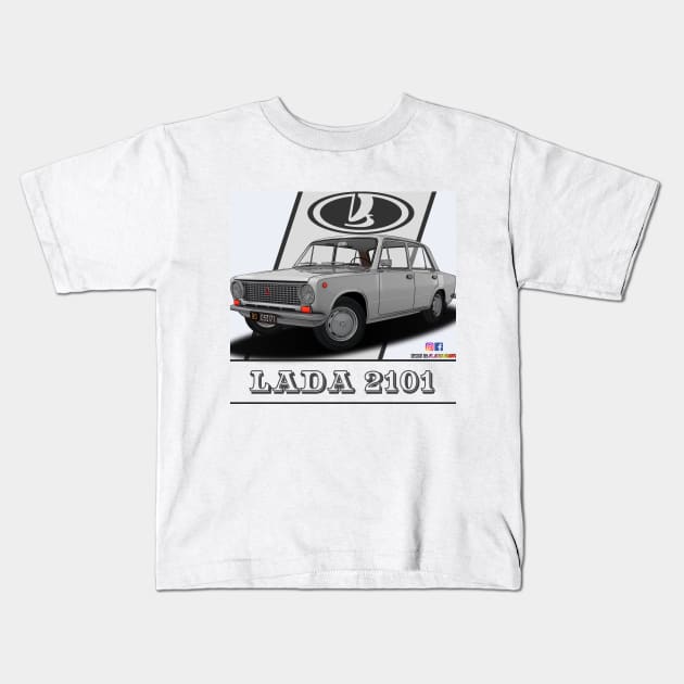 Lada 2101 1970 White Kids T-Shirt by PjesusArt